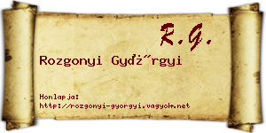 Rozgonyi Györgyi névjegykártya